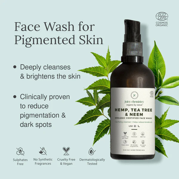 Juicy Chemistry Organic Hemp Tea Tree Neem Face Wash - 100 Ml