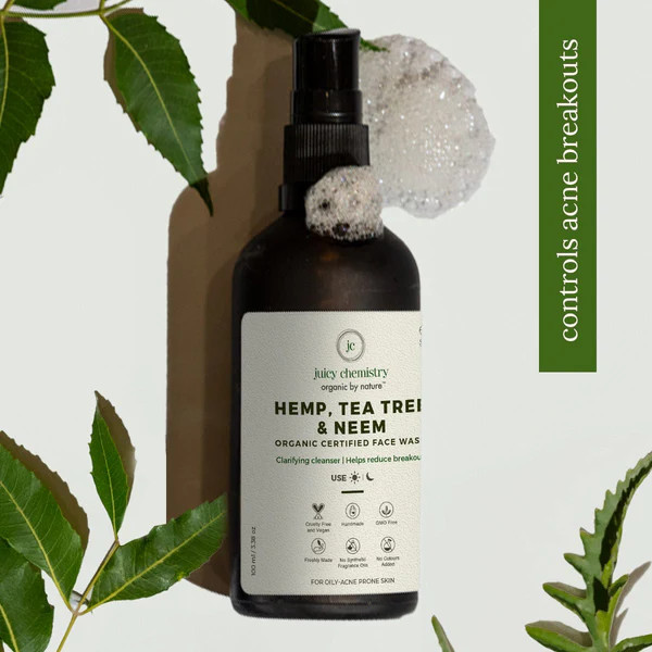 Juicy Chemistry Organic Hemp Tea Tree Neem Face Wash - 100 Ml