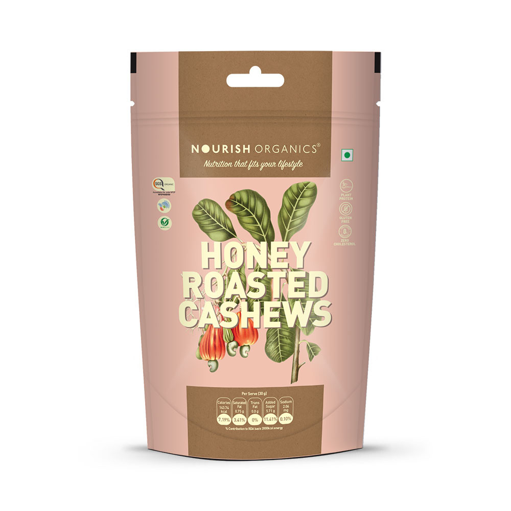Nourish Organics Honey Roasted Cashews 100g