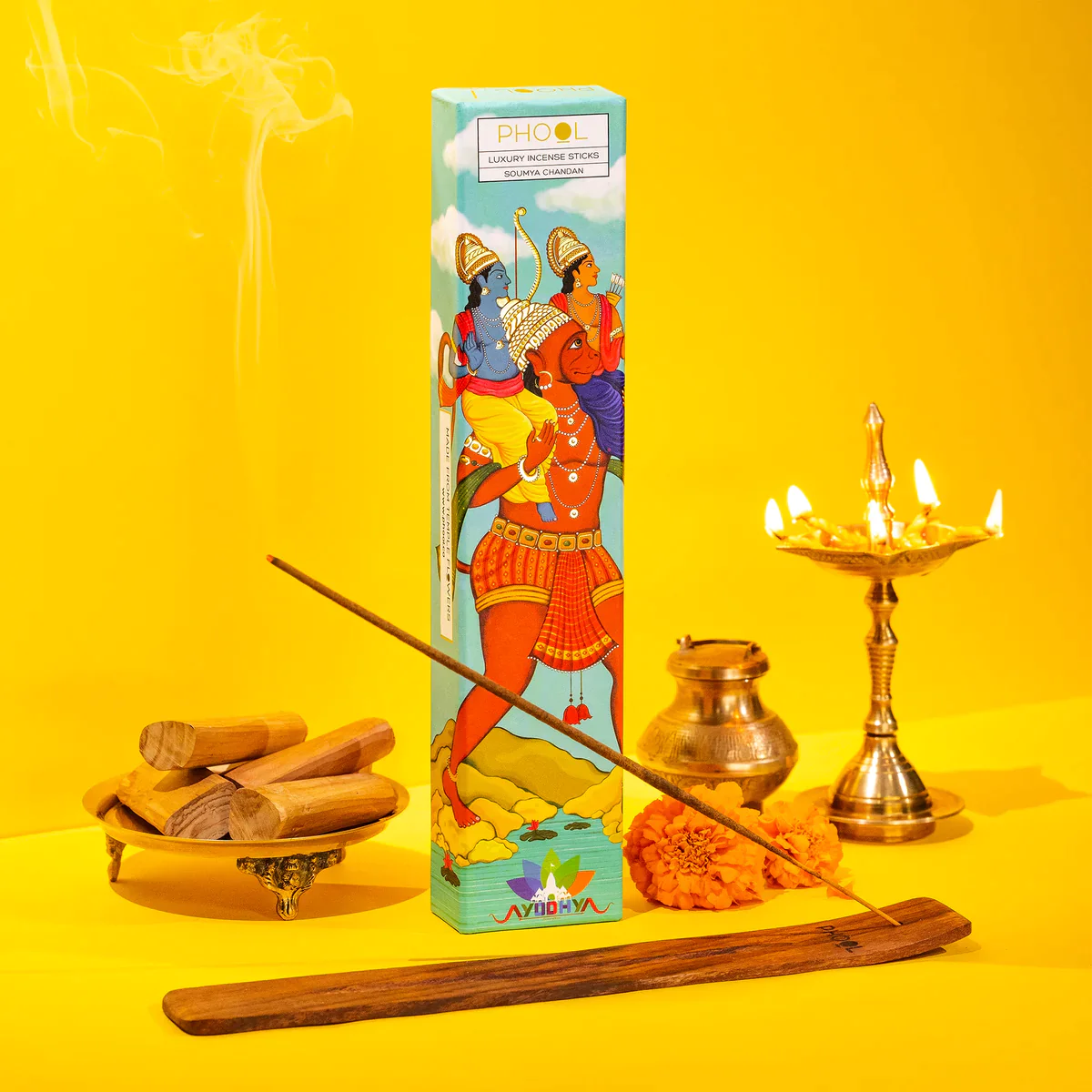 Phool Ayodhya Incense Sticks -Special Pack Soumya Chandan Fragrance Flowers Offered at Ayodhya Temples I 40 Sticks