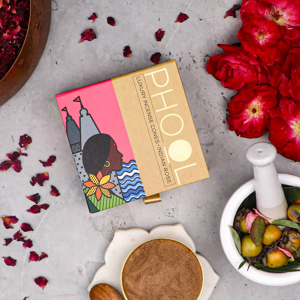 Phool Natural Incense Cones Indian Rose - 40 U