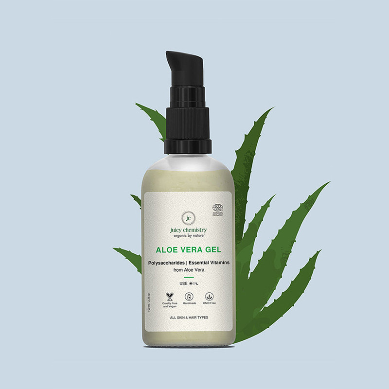 Juicy Chemistry Organic Aloe Vera Gel 100ml Multi-purpose Non-sticky Vegan Hydrating
