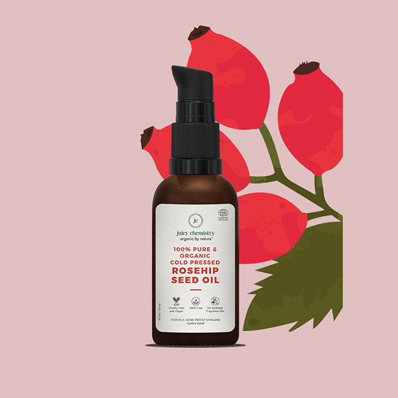 Juicy Chemistry Rosehip Seed Oil 30ml Organic Cold-Pressed Anti-Aging Even Skin