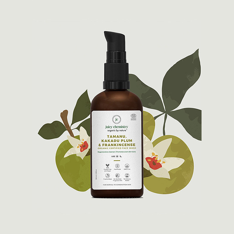 Juicy Chemistry Tamanu Kakadu Plum  Frankincense Organic Face Wash - For Damaged  Pigmented Skin