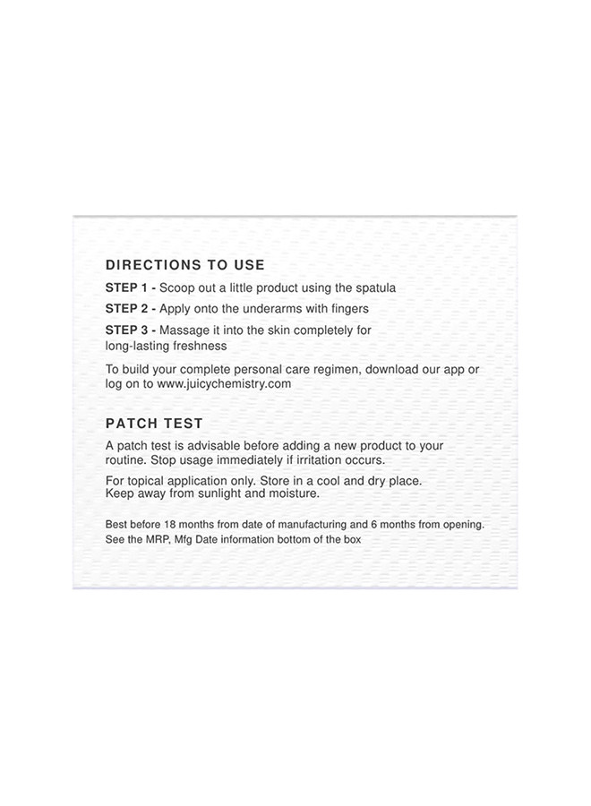 Juicy Chemistry Organic Deodorant Cream Fresh Vibes Grape Fruit Lavender - 50 Gm