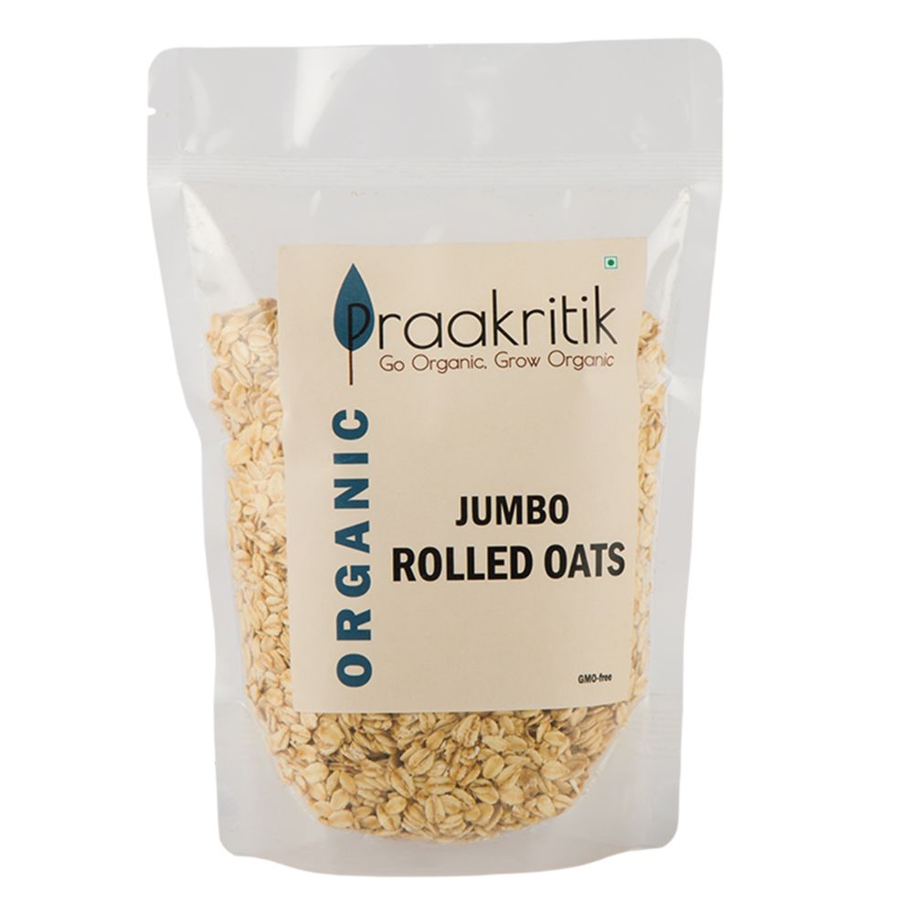 Praakritik Organic Jumbo Rolled Oats - Rich in Fibre Protein 500 gM