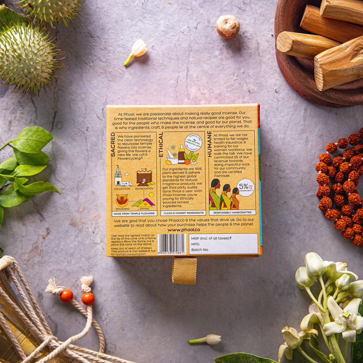 Phool Kvt Sandalwood Incense Cones - 40 U