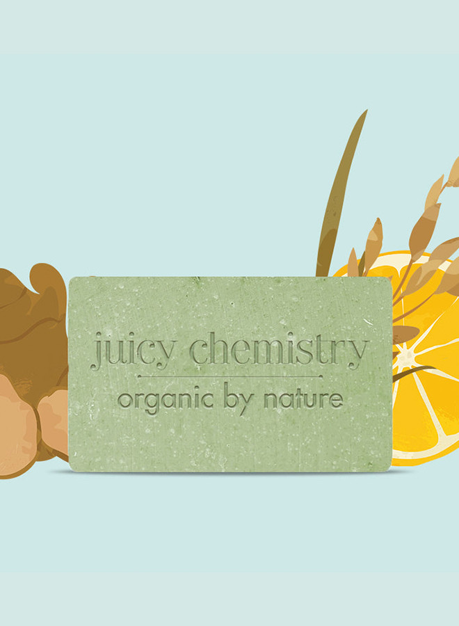 Juicy Chemistry Lime Ginger  Rice Soap 100 g  Organic Cold-processed Handmade Face  Body Soap for Tan Removal  Skin Brightening  Ecocert Certified Organic for Men  Women  Cruelty-free  100 Vegan