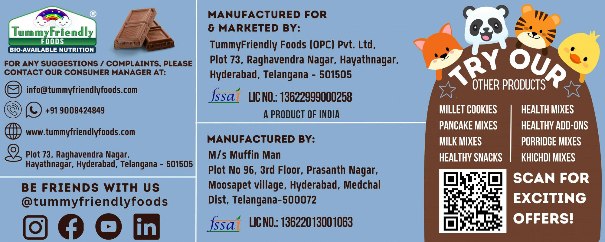 TummyFriendly Foods Millet Cookies Oats And Chocolate - 75 Gm