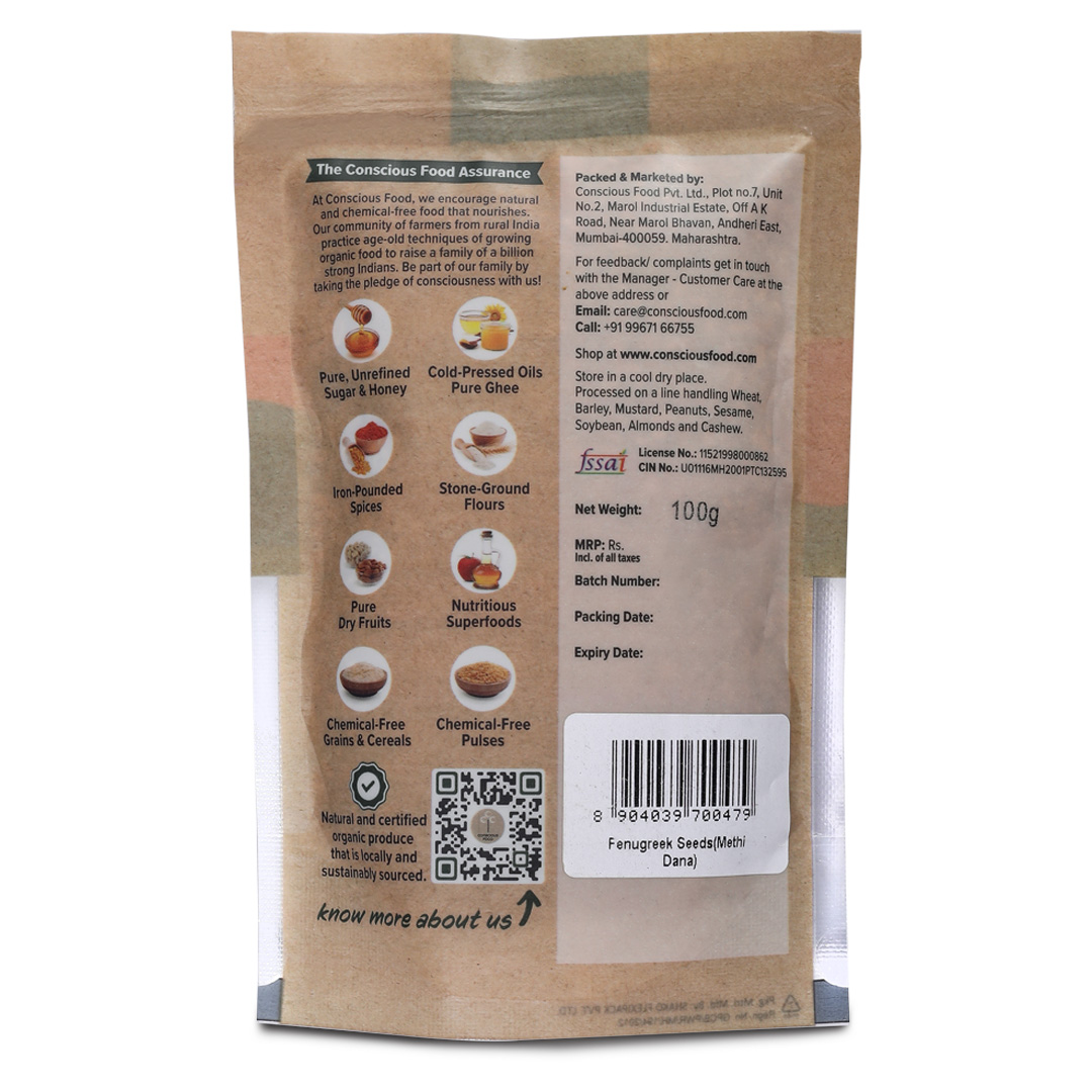 Conscious Food Fenugreek Seeds - 100 Gm