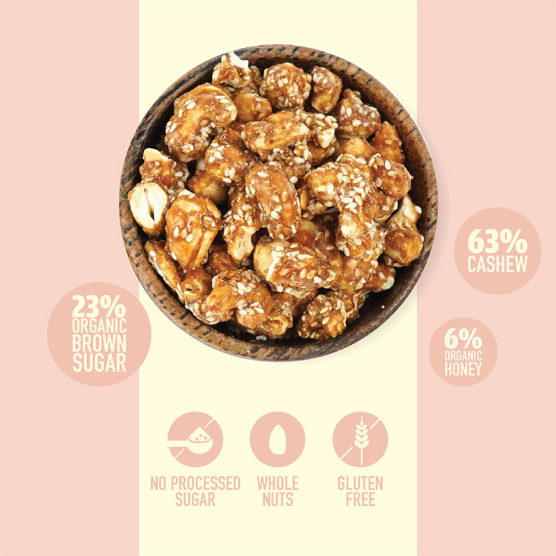 Nourish Organics Honey Roasted Cashews 100g