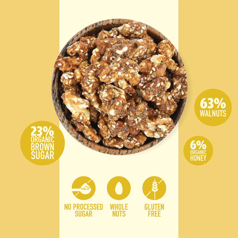 Nourish Organics Honey Roasted Walnuts 100g