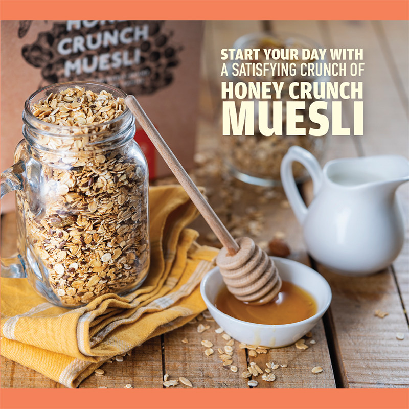 Nourish Organics Honey Crunch Muesli 300g Whole-Grains Cashews Almonds Raisins