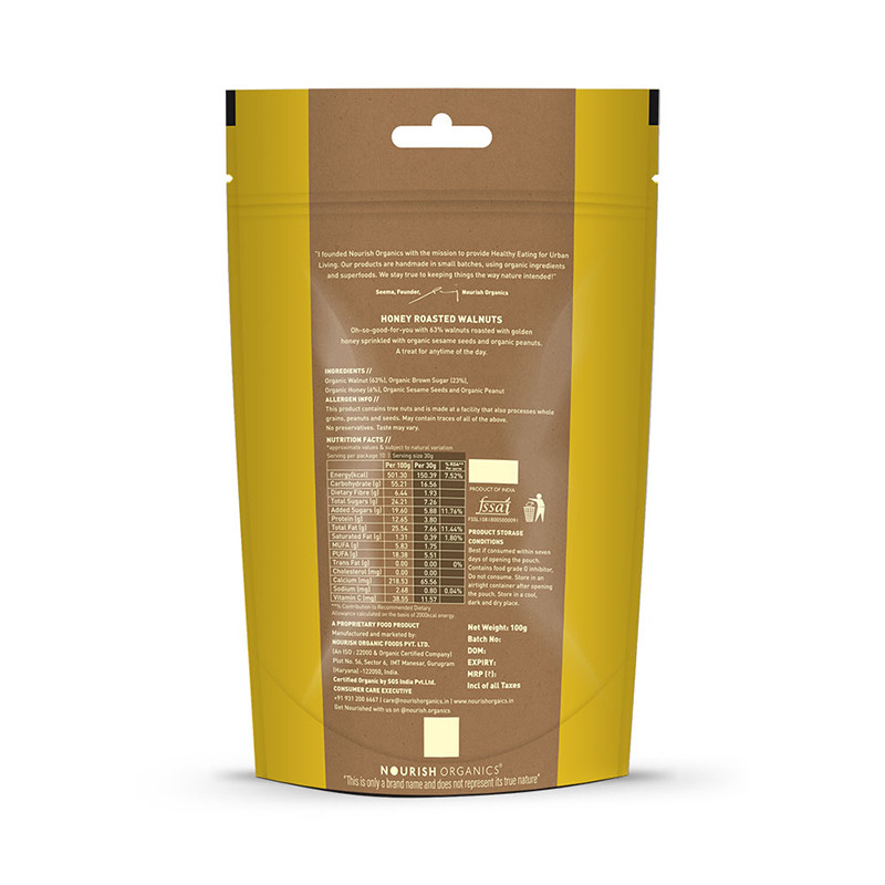 Nourish Organics Honey Roasted Walnuts 100g