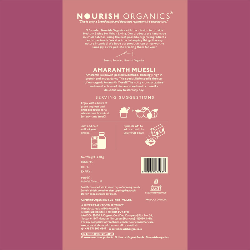 Nourish Organics Amaranth Muesli 280g