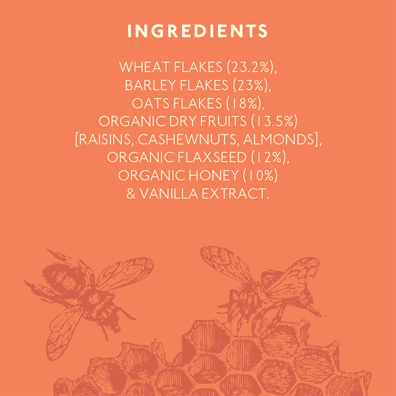 Nourish Organics Honey Crunch Muesli 300g Whole-Grains Cashews Almonds Raisins