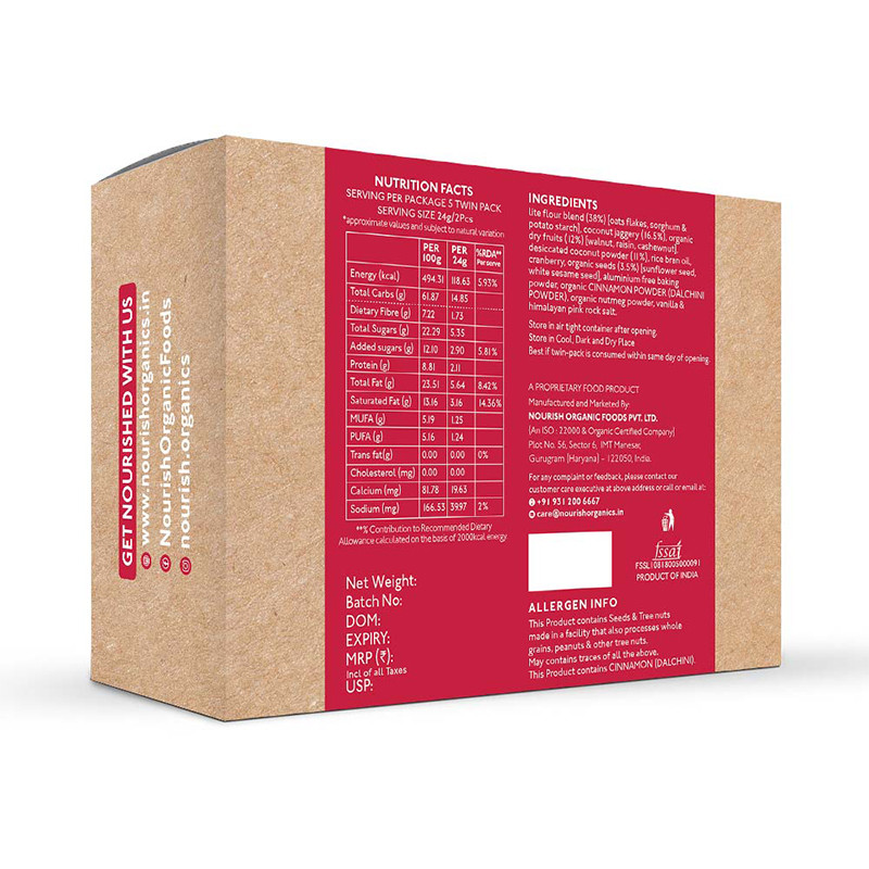 Nourish Organics Oats Cranberry Cookies Wheat-Free