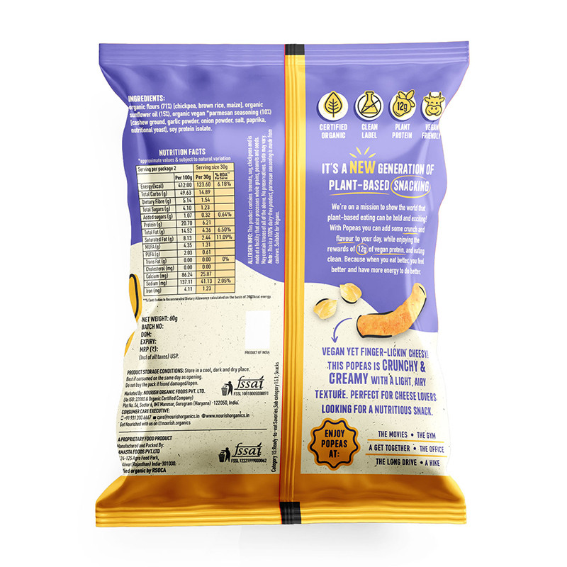 Nourish Organics Chickpea Puffs  Vegan Parmesan 60g