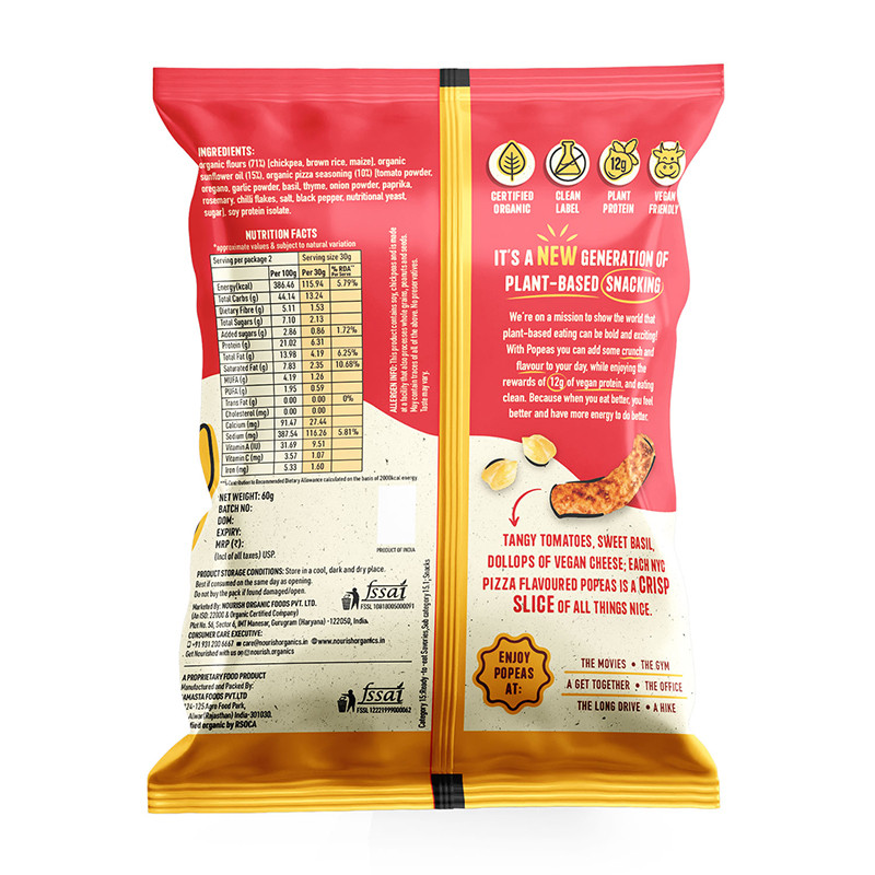 Nourish Organics Chickpea Puffs Nyc Pizza 60g