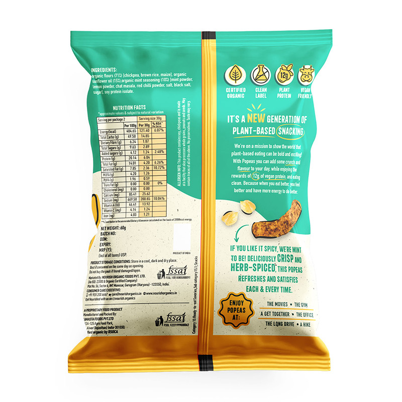 Nourish Organics Chickpea Puffs Spicy Mint 60g