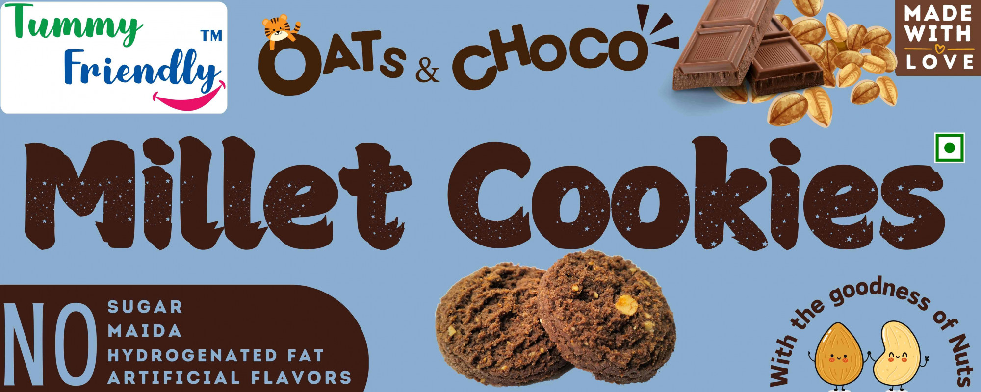 TummyFriendly Foods Millet Cookies Oats And Chocolate - 75 Gm