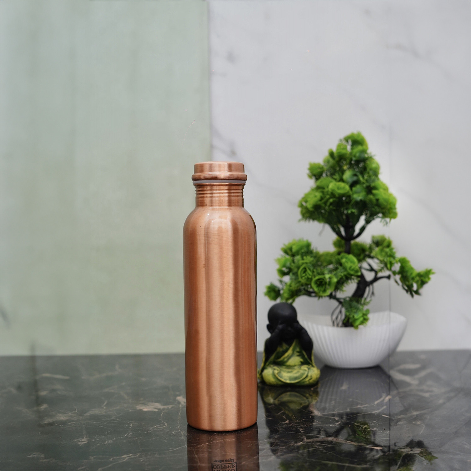 Veda Plain Copper Bottle Ayurvedic Health Benefits Enhances Immunity Aids Digestion Tamba Bottle for Home Office Travel