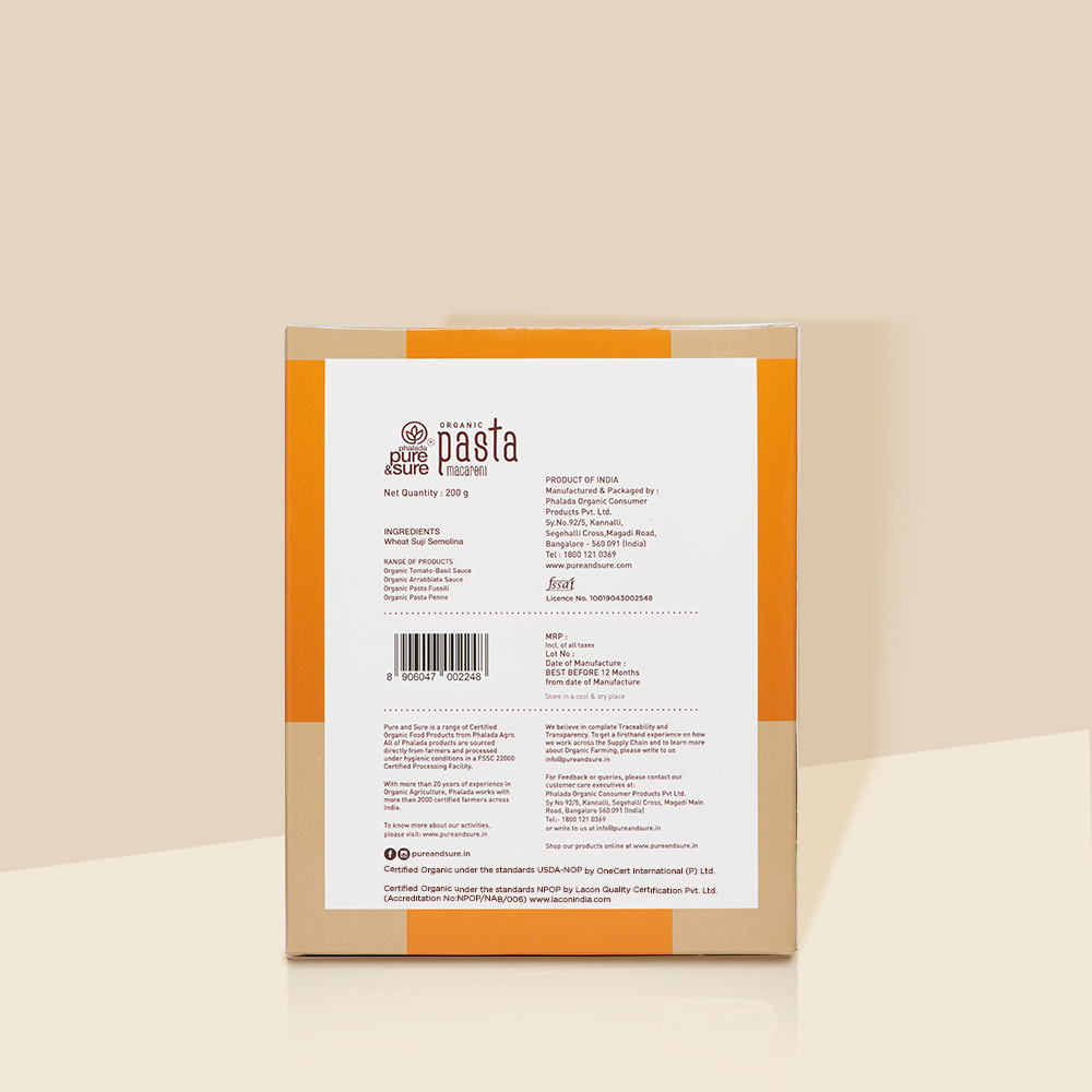 Pure Sure Macaroni Pasta 200g No Maida Organic Healthy