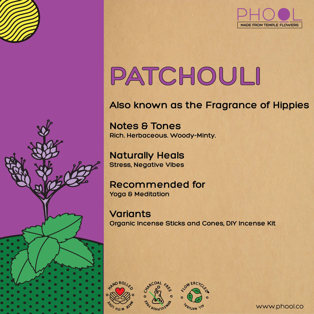 Phool Natural Incense Cones Patchouli - 40 U