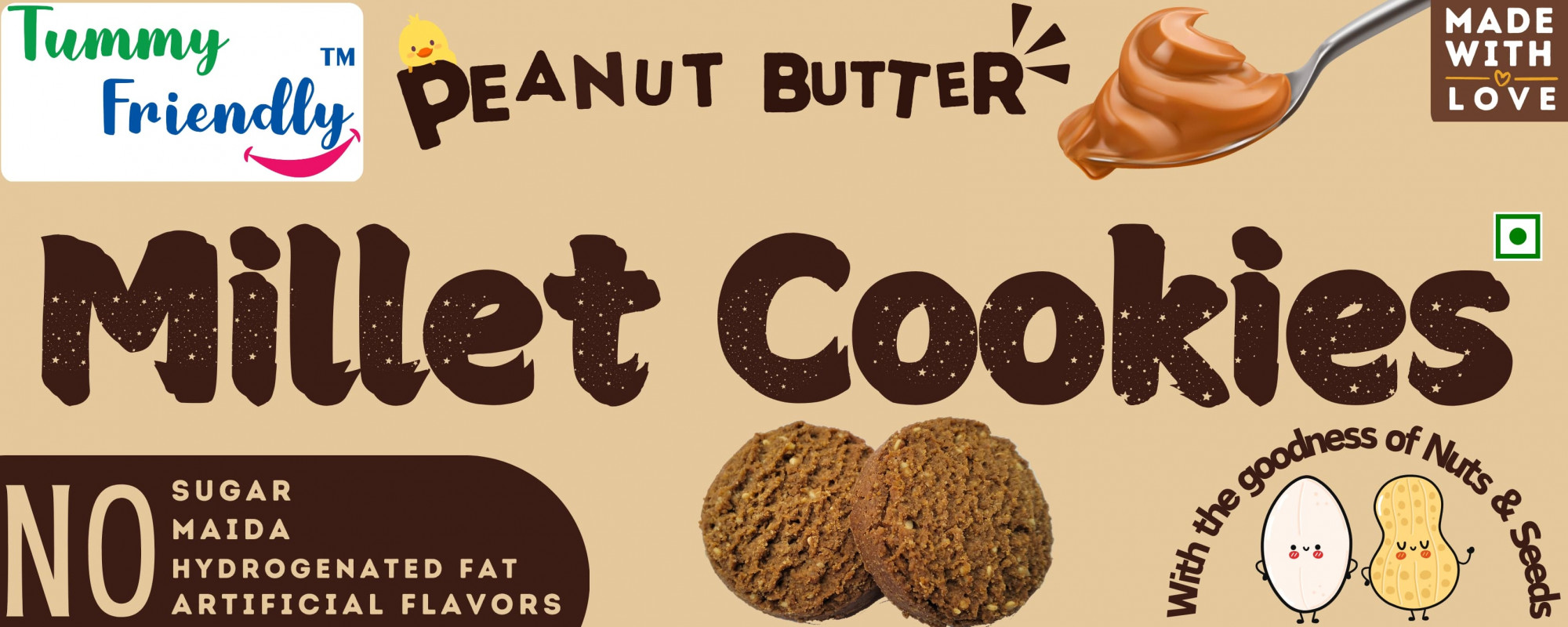 TummyFriendly Foods Millet Cookies Peanut Butter - 75 Gm