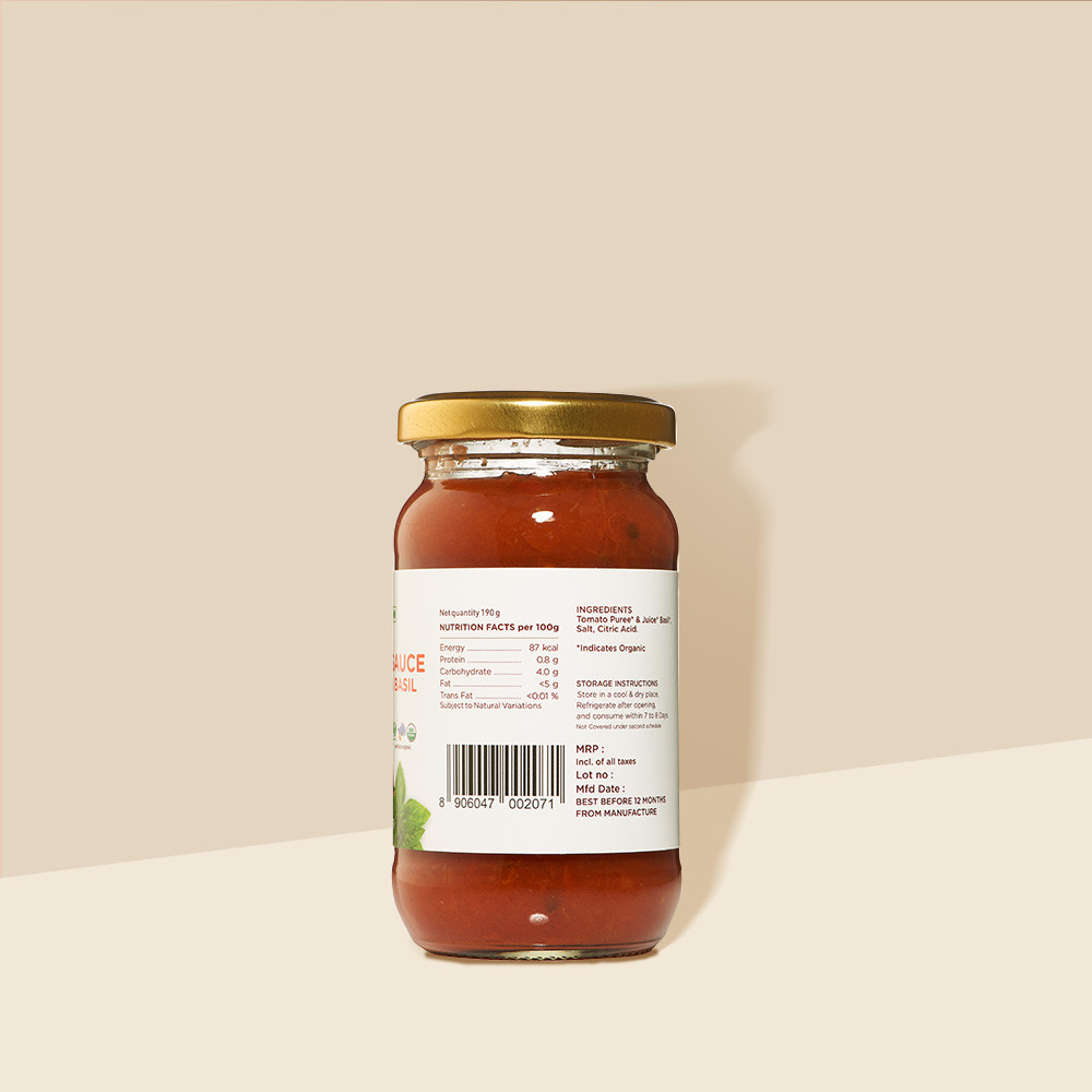 Pure Sure Organic Tomato Basil Sauce - 190 Gm