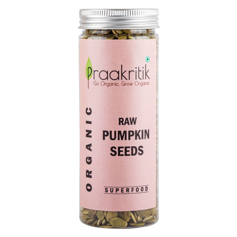 Praakritik Raw Pumpkin Seeds Organic Edible Raw Seeds Organic and Crunchy Pumpkin Seeds for Eating Single Pack Certified Organic 200Gm