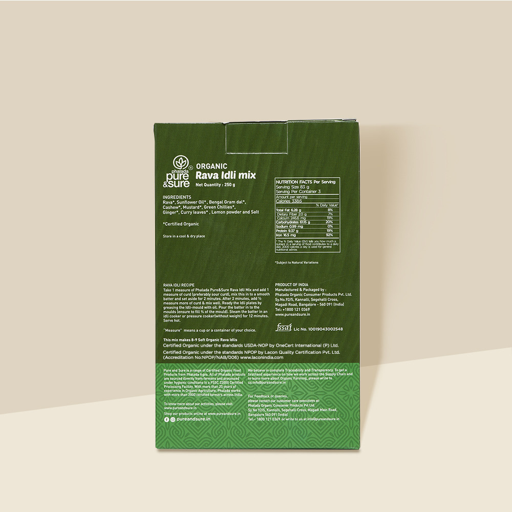 Pure Sure Organic Rava Idly Mix - 250 Gm