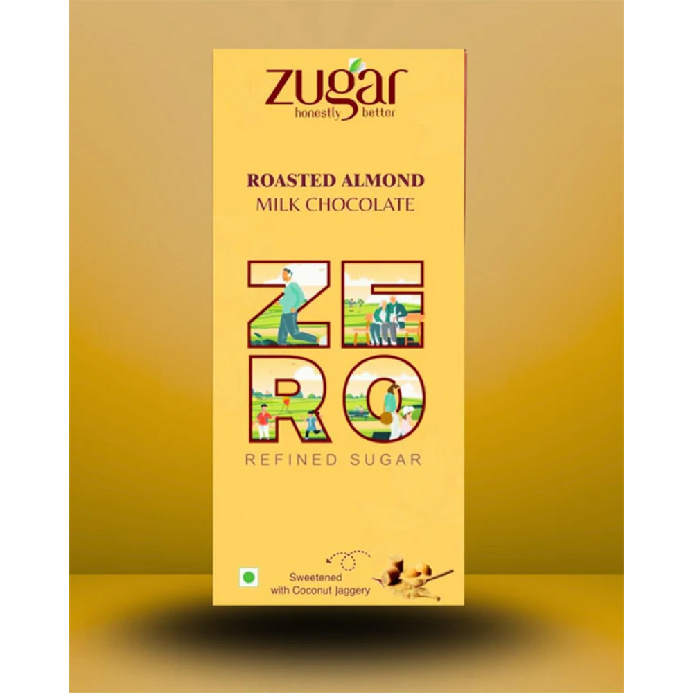 Image of Zugar Roasted Almond Milk Chocolate 20g – Zero Refined Sugar