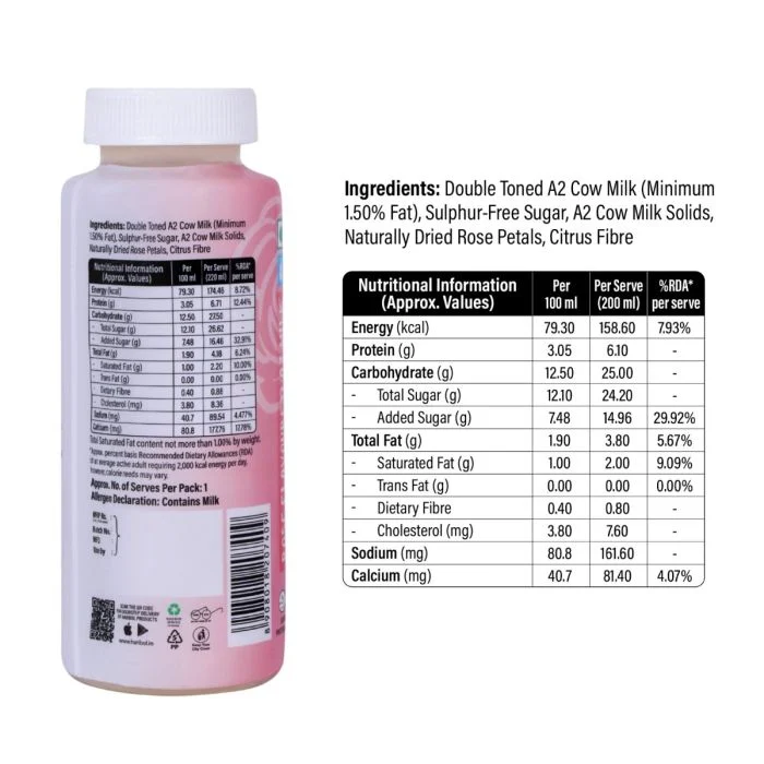 Hari Bol A2 Flavoured Milk Rose - 220 Ml