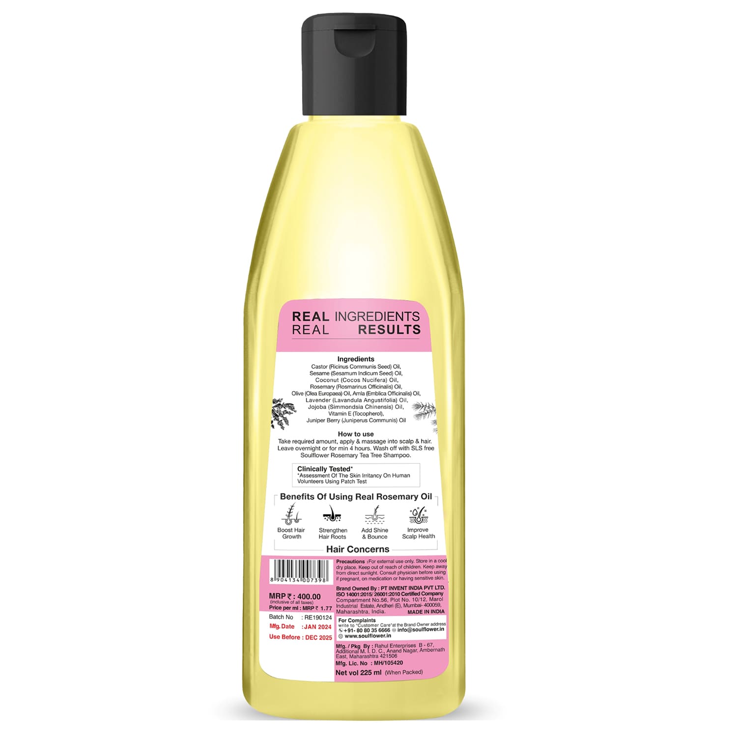Soulflower Rosemary Lavender Healthy Hair Oil 225ml