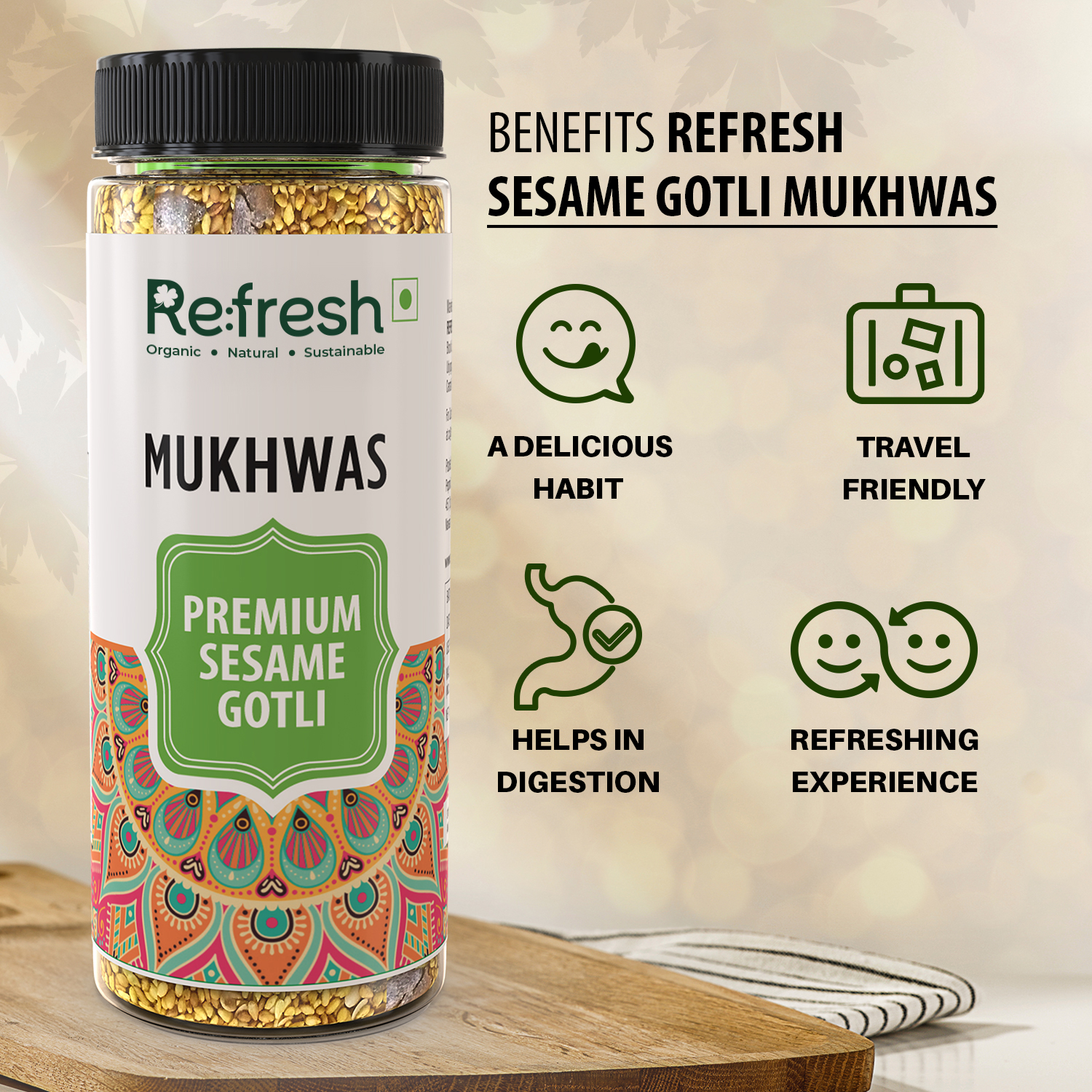 REFRESH PREMIUM SESAME GOTLI MUKHWAS - 90 GM