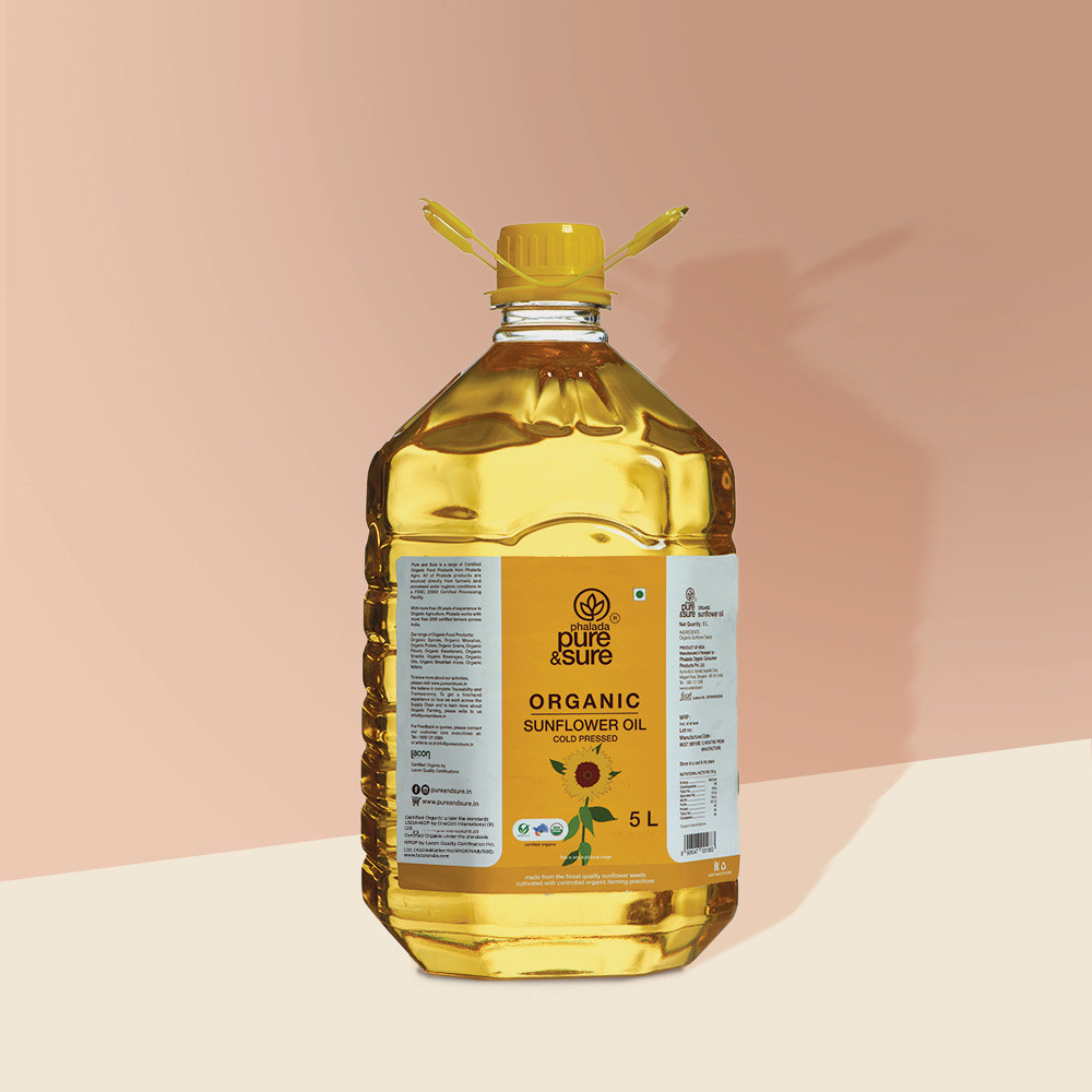 Pure Sure Organic Sunflower Oil - 5 Ltr