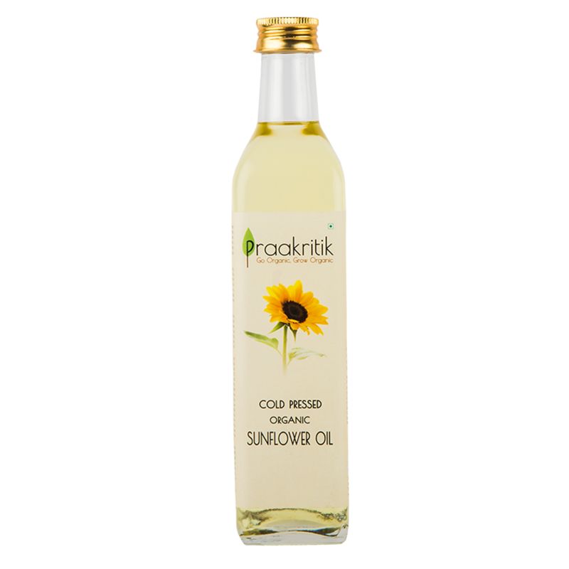 Praakritik Organic Cold Pressed Sunflower Oil Pure Natural Enriching Nourishing Oil Bottle No Added Preservatives and Colors 500ml