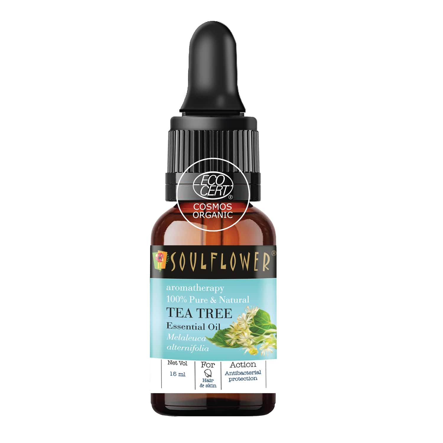 Soulflower Tea Tree Essential Oil 15ml for Dandruff and Acne