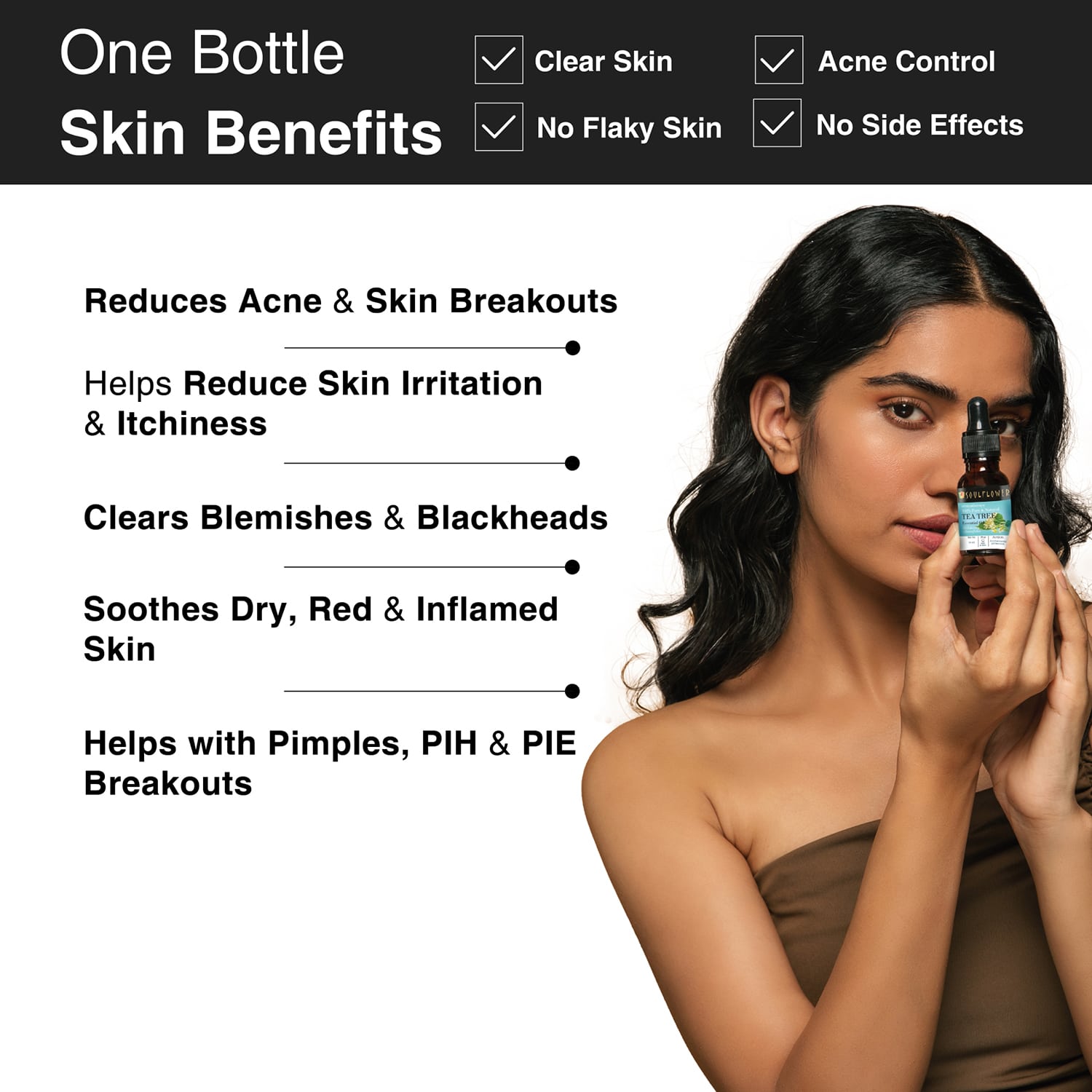 Soulflower Tea Tree Essential Oil 15ml for Dandruff and Acne