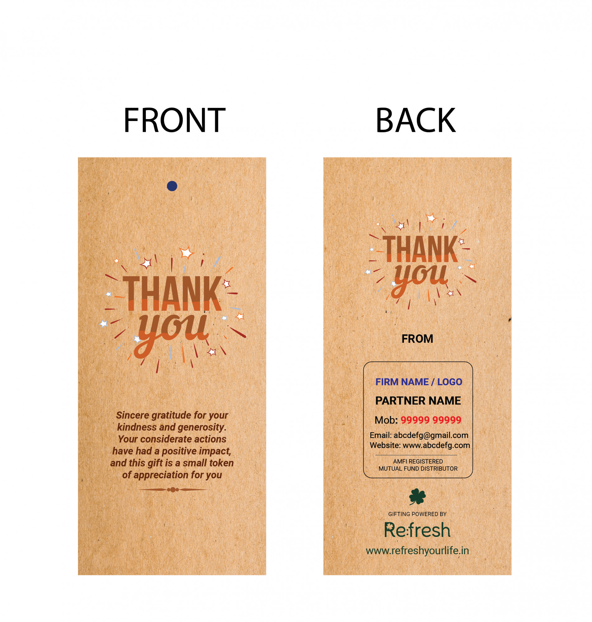 Thank You Tag For Jute Bag