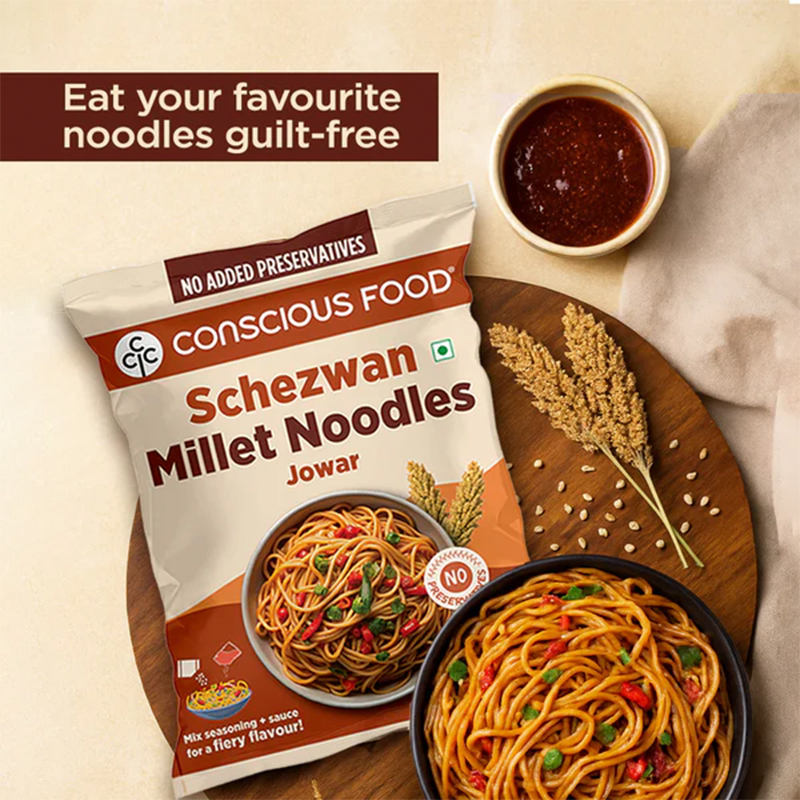 Conscious Food Schezwan Jowar Millet Noodles 207g  Spicy Healthy