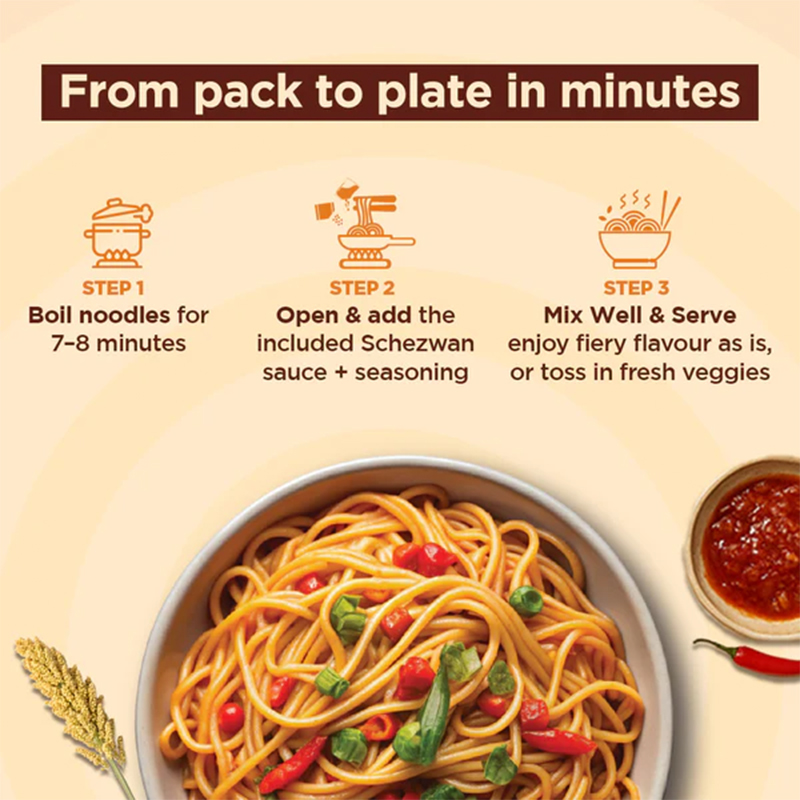 Conscious Food Schezwan Jowar Millet Noodles 207g  Spicy Healthy