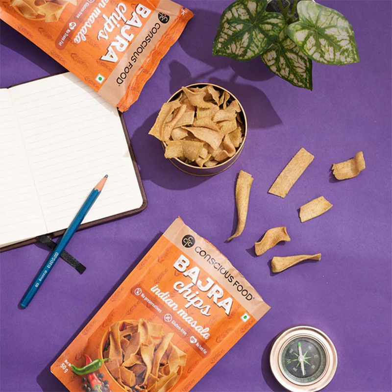 Conscious Food Bajra Masala Chips 50g - Millet-Based Snack