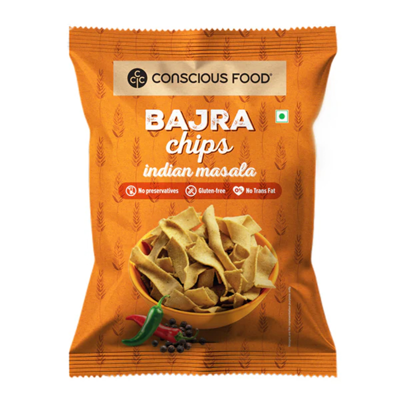 Conscious Food Bajra Masala Chips 50g - Millet-Based Snack