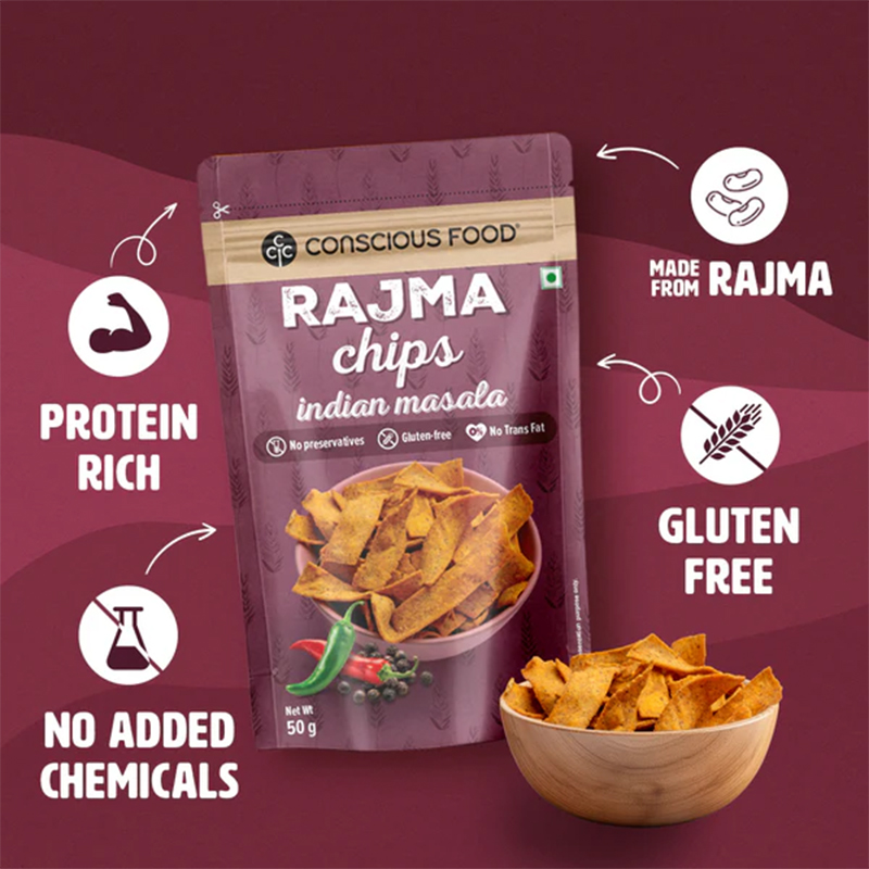 Conscious Food Rajma Chips 50g - High-Protein Bean Snack