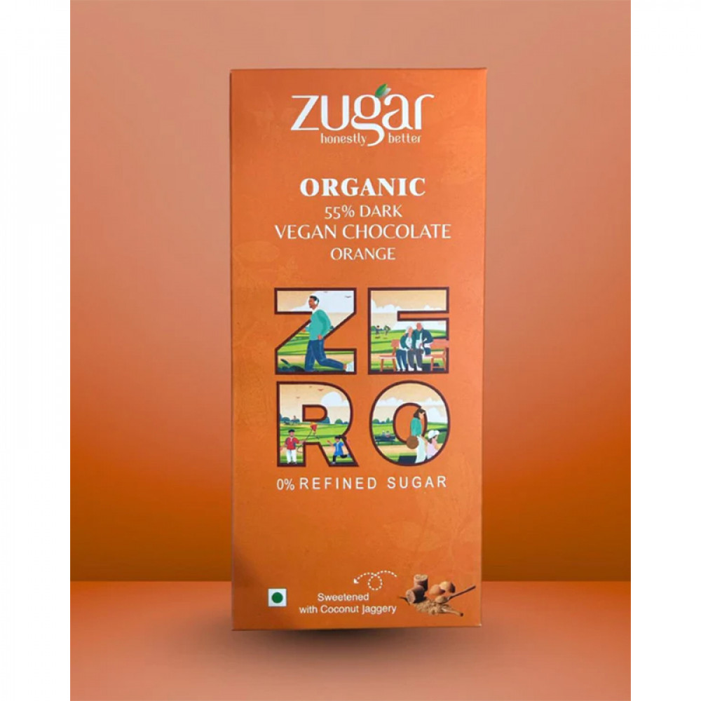 Image of Zugar 55% Dark Vegan Chocolate Orange 20g – Zero Refined Sugar