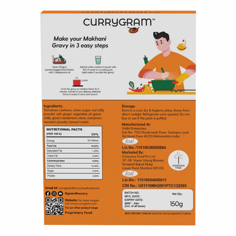 Conscious Food Makhani Gravy 300g - Ready-to-Cook Base
