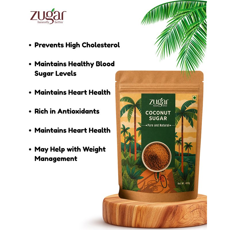 Zugar Organic Coconut Sugar 150g  Low GI Natural Sweetener