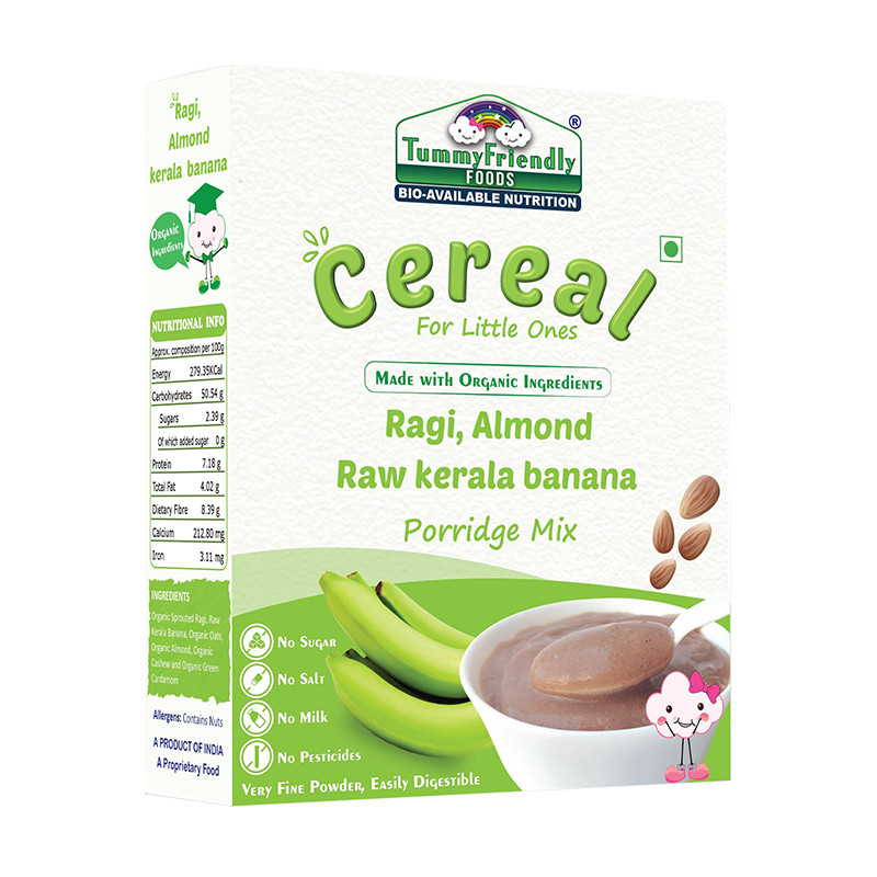 TummyFriendly Foods Sprouted Ragi Almond Raw Kerala Banana Porridge Mix Stage-3 - 200 Gm